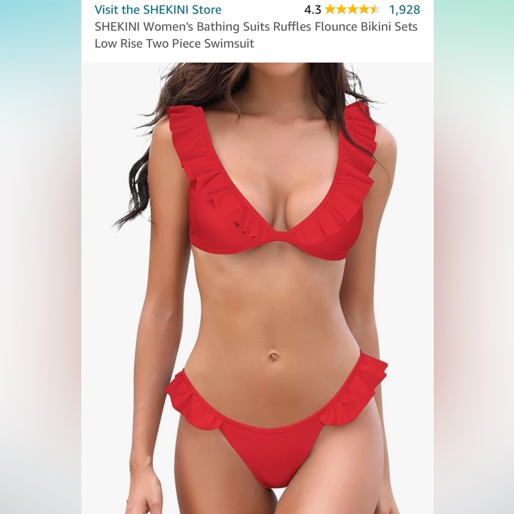 NWT Shekini red ruffle bikini